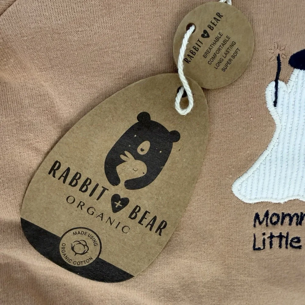 NWT Rabbit + Bear Halloween One Piece Pajama & Hat 6-9 Month Little Boo Organic